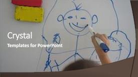  Presentation with airport boarding board - Colorful slide set enhanced with children clip art - little boy painting and drawing backdrop and a gray colored foreground