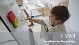  Presentation with airport boarding board - Slide deck featuring children clip art - little kid painting and drawing background and a gray colored foreground