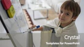  Presentation with airport boarding board - PPT layouts having children clip art - little kid painting and drawing background and a gray colored foreground