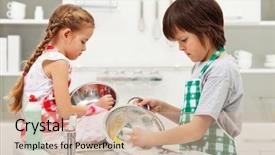  Presentation with order - PPT layouts consisting of grumpy kids doing home chores background and a soft green colored foreground