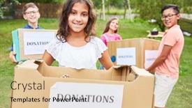  Presentation with clothing - Slide deck consisting of children-collect-donations-for-clothing background and a lemonade colored foreground