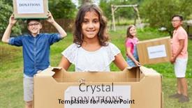  Presentation with clothing - Beautiful PPT theme featuring children-collect-donations backdrop and a coral colored foreground