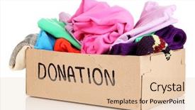  Presentation with organ donation lung - Cool new slide deck with children community service - donation box isolated on white backdrop and a lemonade colored foreground