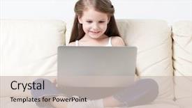  Presentation with internet of thing - Cool new slide deck with children computer - little girl surfs backdrop and a soft green colored foreground