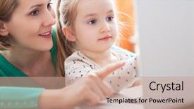  Presentation with mother and doula during labor - Slides with children computer - mother and daughter using laptop background and a coral colored foreground