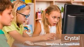  Presentation with health education - Amazing PPT theme having children computer class us backdrop and a coral colored foreground