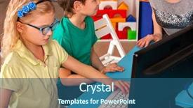  Presentation with kids health - PPT theme enhanced with children computer class us background and a ocean colored foreground