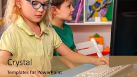  Presentation with kids health - Presentation theme with children computer class us background and a coral colored foreground