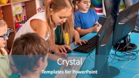  Presentation with video training - Slide set consisting of children computer class us background and a ocean colored foreground