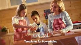  Presentation with baking cookies - Theme enhanced with family of mother and daughter baking cookies at home on xmas eve background and a tawny brown colored foreground