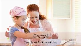  Presentation with daughter mother - PPT layouts with sweet home - mother and daughter preparing cookies background and a coral colored foreground