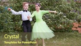  Presentation with dance children - PPT theme featuring children couple dances ballroom dance background and a tawny brown colored foreground