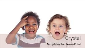  Presentation with ears - Beautiful PPT theme featuring children-covering-the-ears backdrop and a coral colored foreground