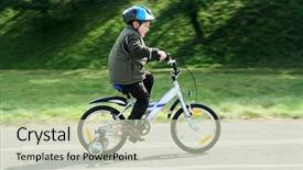  Presentation with bike - Audience pleasing presentation theme consisting of children crashed - boy riding bike backdrop and a soft green colored foreground