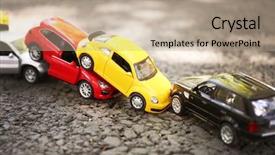  Presentation with crash - Slide set featuring children crashed - close up of toy cars background and a coral colored foreground