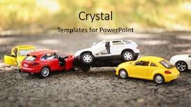  Presentation with crash - PPT theme having children crashed - close up of toy cars background and a yellow colored foreground
