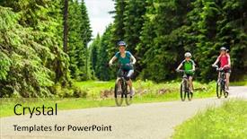  Presentation with biking - Colorful slide deck enhanced with children cross - active family biking backdrop and a yellow colored foreground