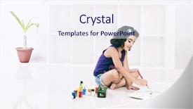  Presentation with children painting - Presentation enhanced with nil - deep fried little tilapia fish background and a light gray colored foreground