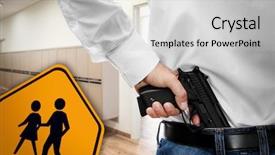  Presentation with shooting gun - Cool new theme with children crossing sign and man backdrop and a light gray colored foreground