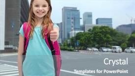  Presentation with school - Slides enhanced with children crosswalks - education gesture and school concept background and a gray colored foreground