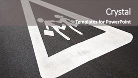  Presentation with school zombie - Colorful slide set enhanced with children crosswalks - traffic sign warning backdrop and a gray colored foreground