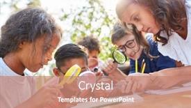  Presentation with camp - Slide deck featuring children-curiously-look-through background and a coral colored foreground