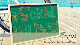  Presentation with school holidays - Presentation theme having children cycle symbol - text school holidays written background and a lemonade colored foreground