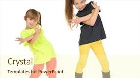  Presentation with funny - Cool new slide deck with children dance - cute funny girls dancing backdrop and a cream colored foreground