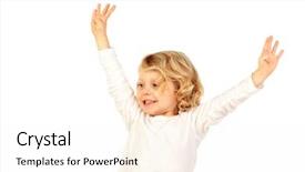 Presentation with background - Beautiful PPT theme featuring children dance - small blond child raising his backdrop and a white colored foreground