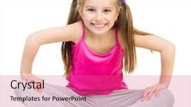  Presentation with dance children - Colorful slide set enhanced with children dance - smiling little girl gymnast backdrop and a coral colored foreground