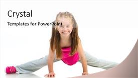  Presentation with dance children - Cool new PPT theme with children dance - young girl doing gymnastics backdrop and a white colored foreground