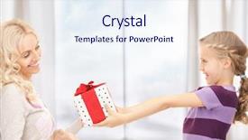  Presentation with gifts - Amazing presentation having children day celibration - picture of mother and little backdrop and a sky blue colored foreground