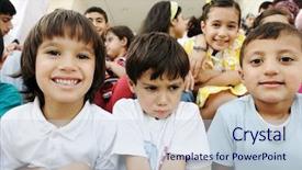 Presentation with school-children - Amazing theme having children different ages and race backdrop and a lemonade colored foreground