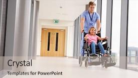  Presentation with nurse - Cool new slide set with children disability - nurse pushing girl in wheelchair backdrop and a lemonade colored foreground