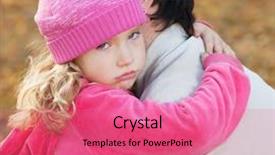  Presentation with sad child - PPT theme enhanced with grievance - dad pitying daughter sad child background and a coral colored foreground