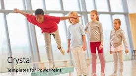  Presentation with sports children - Colorful presentation theme enhanced with children do school sports backdrop and a lemonade colored foreground