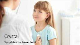  Presentation with pediatrician - Theme consisting of children doctor - pediatrician examining little girl's heart background and a lemonade colored foreground