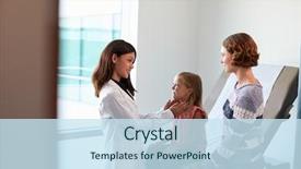  Presentation with pediatrician - Slides with children doctor - pediatrician meeting with mother background and a sky blue colored foreground