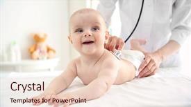  Presentation with infant oral reflexes - Audience pleasing presentation theme consisting of children doctor - professional pediatrician examining infant backdrop and a lemonade colored foreground