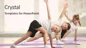  Presentation with kids exercise - Presentation theme consisting of children doing gymnastic exercise background and a cream colored foreground