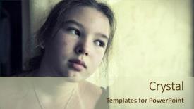  Presentation with sad girl - Audience pleasing theme consisting of children drama - 10-year-old sad girl looking backdrop and a soft green colored foreground