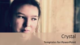  Presentation with sad girl dark - Colorful slide deck enhanced with children drama - 10-year-old sad girl looking backdrop and a lemonade colored foreground