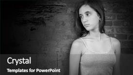  Presentation with white brick wall - Slides with children drama - black and white dramatic portrait background and a dark gray colored foreground