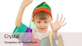  Presentation with clown - Audience pleasing presentation design consisting of children drama - cute boy dressed backdrop and a lemonade colored foreground