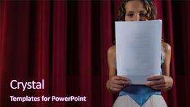  Presentation with stage - Slides consisting of children drama - female artist reading her scripts background and a wine colored foreground