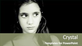  Presentation with sad girl - Presentation theme with children drama - monochrome portrait of a sad background and a seafoam green colored foreground