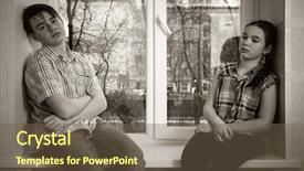  Presentation with sad girl dark - Beautiful slide deck featuring children drama - sad teenager boy and girl backdrop and a  colored foreground