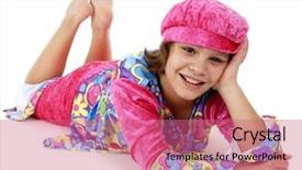  Presentation with drama - Presentation theme having children drama - tween flower-child laying background and a coral colored foreground