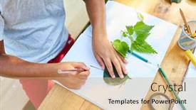  Presentation with summer camp - Cool new PPT theme with children-draw-plants backdrop and a coral colored foreground