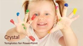  Presentation with children painting - Theme featuring children drawing - child painting background and a lemonade colored foreground